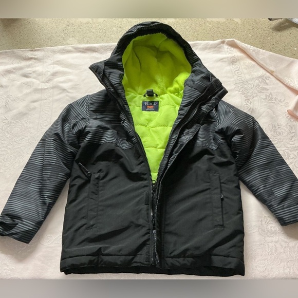 Place Kids Black and Gray And Neon Green Puffer Jacket - Picture 3 of 10